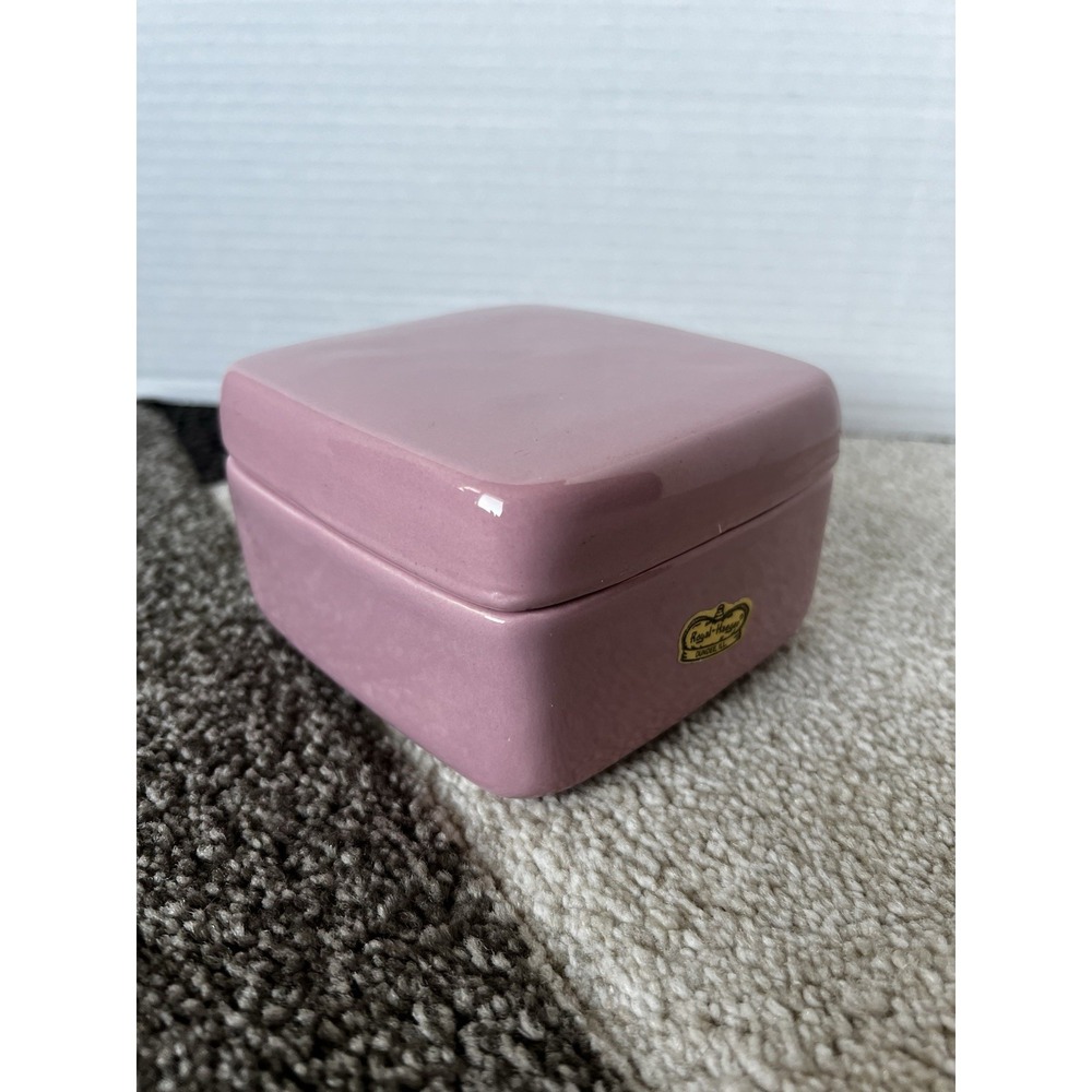 HAEGER PINK SQUARE TRINKET BOX w/ LID, USA 926 - Picture 6 of 10